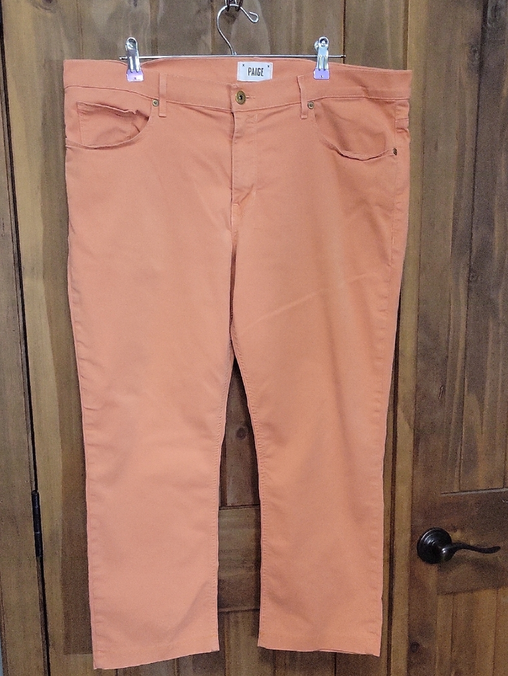 PAIGE Straight Leg Jeans in Coral